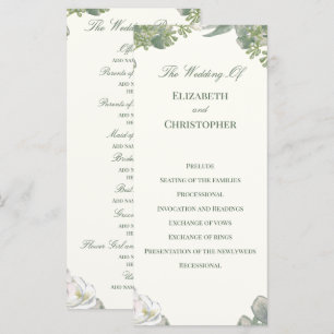 Elegant Ivory Sage Green Floral Wedding Ceremony Program
