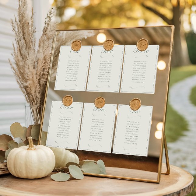 Elegant Ivory & Sage Wedding Seating Chart Cards (Creator Uploaded)