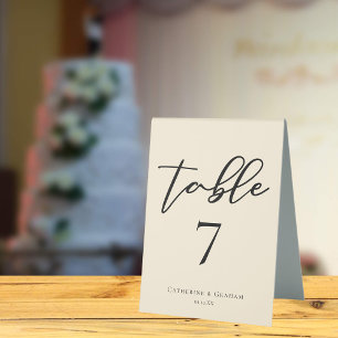 Elegant Ivory Simple Script Wedding Table Number
