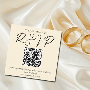 Elegant Ivory Simple Wedding RSVP QR Code Enclosure Card