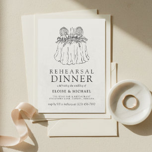 Elegant Ivory Sweetheart Table Rehearsal Dinner Invitation