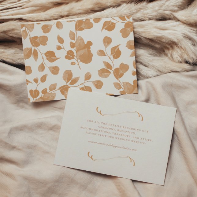 Elegant Ivory & Terracotta Fall Botanical Wedding Enclosure Card (Creator Uploaded)