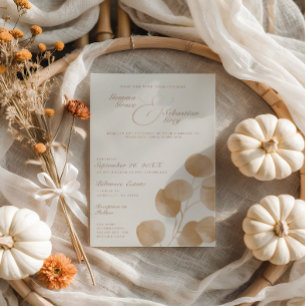 Elegant Ivory & Terracotta Fall Botanical Wedding Invitation