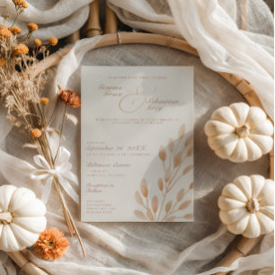 Elegant Ivory & Terracotta Fall Botanical Wedding Invitation