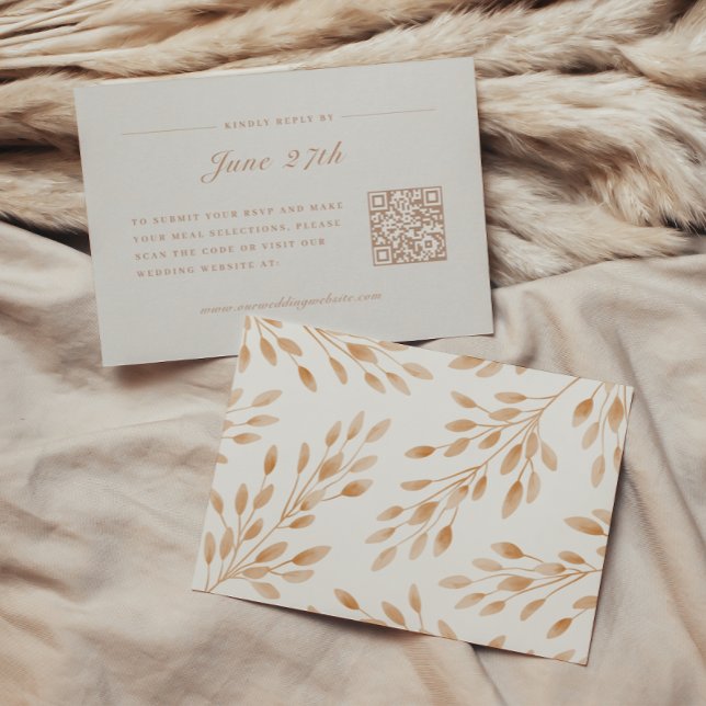 Elegant Ivory & Terracotta Fall Botanical Wedding RSVP Card (Creator Uploaded)