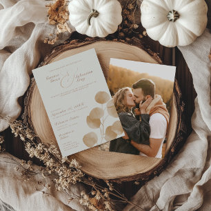 Elegant Ivory & Terracotta Fall Photo Wedding Invitation