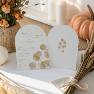Elegant Ivory & Terracotta Fall Wedding Arch Invitation
