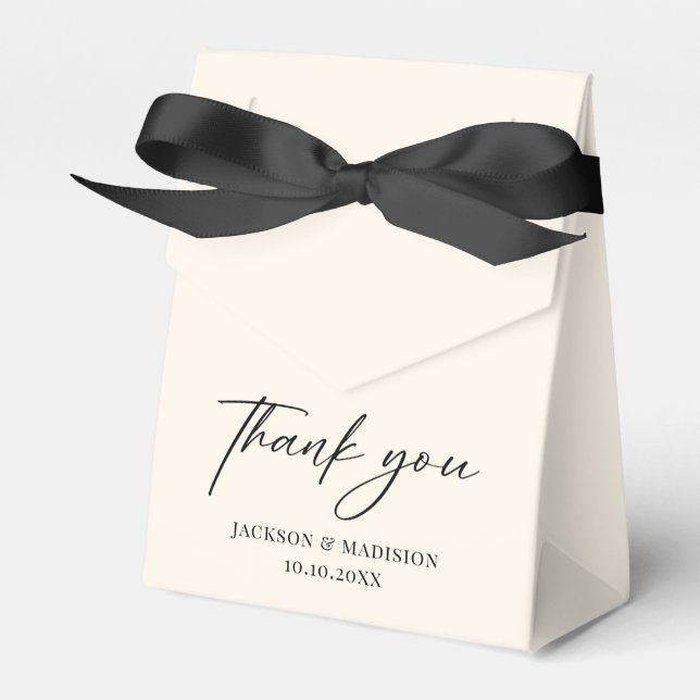 Elegant Ivory Thank You Wedding Favour Box (Front Side)
