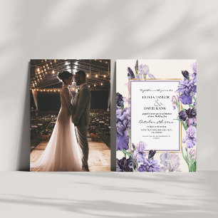 Elegant Ivory Watercolor Floral Wedding Photo   Invitation