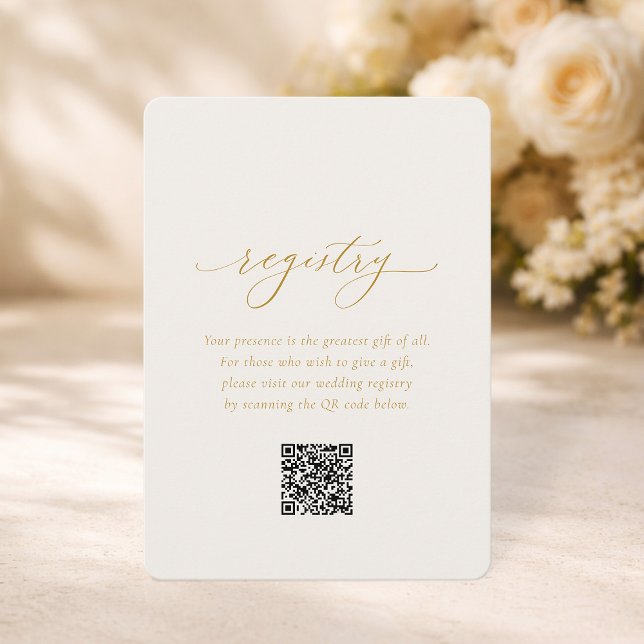 Elegant Ivory Wedding Registry Card with QR Code (Creator Uploaded)