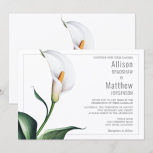 Elegant Ivory White Calla Lily Wedding Invitation
