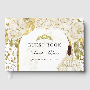 Elegant Ivory White Floral Quinceañera Guest Book