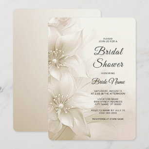 Elegant Ivory White Flowers Bridal Shower Invitation