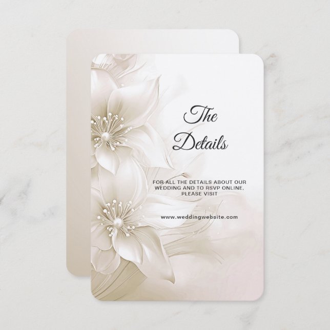 Elegant Ivory White Flowers Detail Enclosure Card (Front/Back)