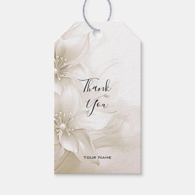 Elegant Ivory White Flowers Gift Tag (Front)