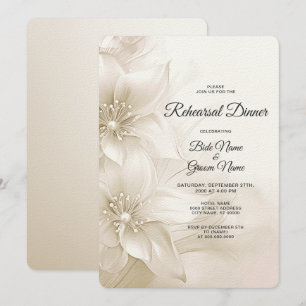 Elegant Ivory White Flowers Rehearsal Dinner Invitation