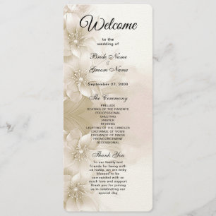 Elegant Ivory White Flowers Wedding Program