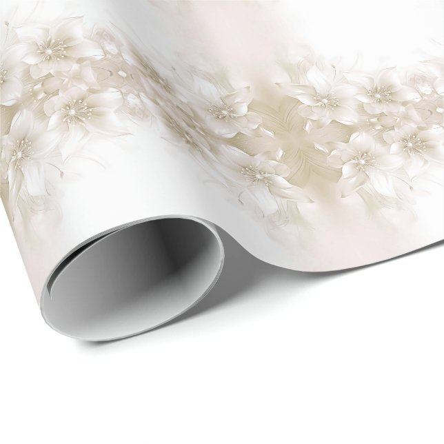 Elegant Ivory White Flowers Wrapping Paper (Roll Corner)