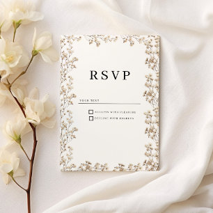 Elegant ivory white gypsophila floral RSVP Invitation
