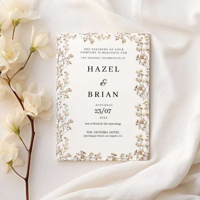 Elegant ivory white gypsophila floral Wedding Invitation (Elegant ivory white gypsophila floral Wedding )