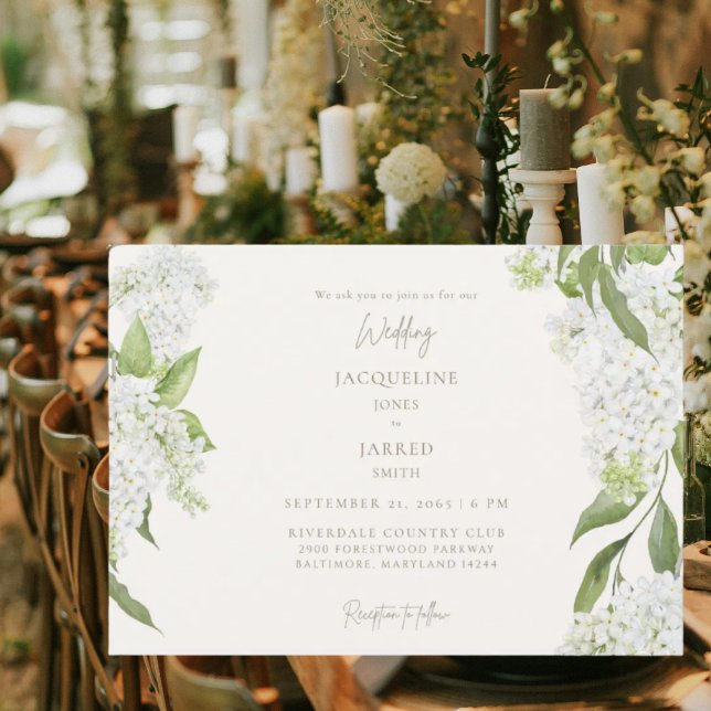 Elegant Ivory White Hydrangeas Wedding  Invitation (Creator Uploaded)
