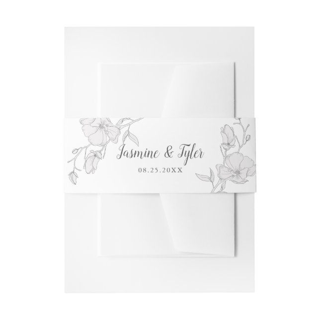 Elegant Ivory White Magnolia Flowers Wedding Invitation Belly Band (Front Example)