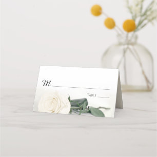 Elegant Ivory White Rose Wedding Write-In Place Card