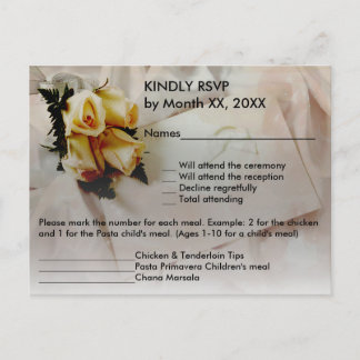 Elegant Ivory Yellow Roses RSVP Wedding Postcard