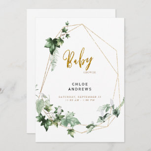 Elegant Ivy Foliage Glam Shower Invitation