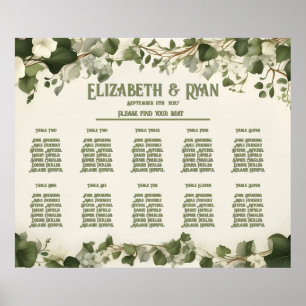 Elegant Ivy Wedding Table Plan and Invitations Poster