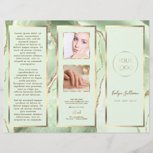 Elegant Jade Green and Gold Agate Brochure