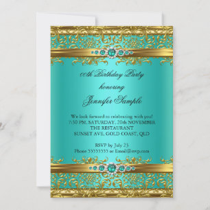 Elegant Jade Green Gold Damask Diamond Birthday Invitation