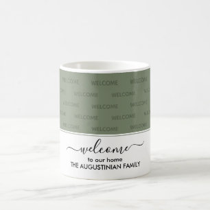 Elegant Jade Green WELCOME TO OUR HOME Guest Coffee Mug