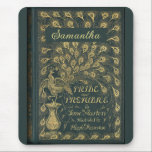 Elegant Jane Austen Pride and Prejudice Book Cover Mouse Pad<br><div class="desc">Personalised gift for a Jane Austen fan with a picture of Pride and Prejudice book cover,  dark green with a faux gilded peacock.</div>