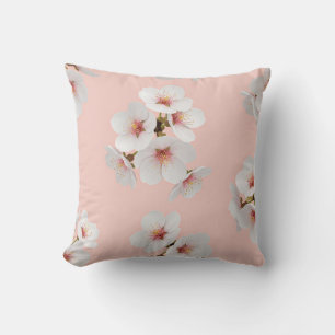Elegant Japanese Almond Blossom Seamless Pattern Cushion