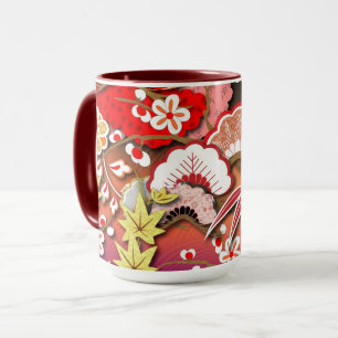 Elegant Japanese Autumn Kimono Mug