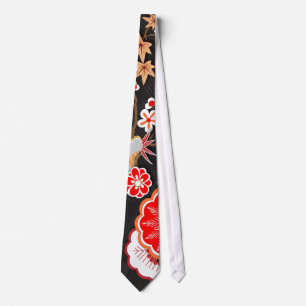 Elegant Japanese Autumn Kimono Tie