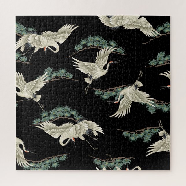 Elegant Japanese crane: artistic depiction. Jigsaw Puzzle (Vertical)