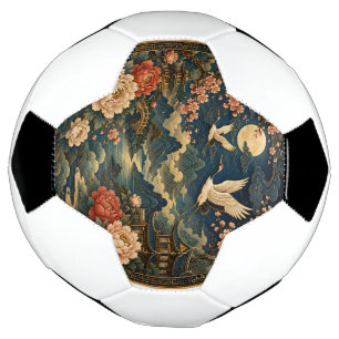 Elegant Japanese Crane Moon Landscape Kids T-Shirt Soccer Ball