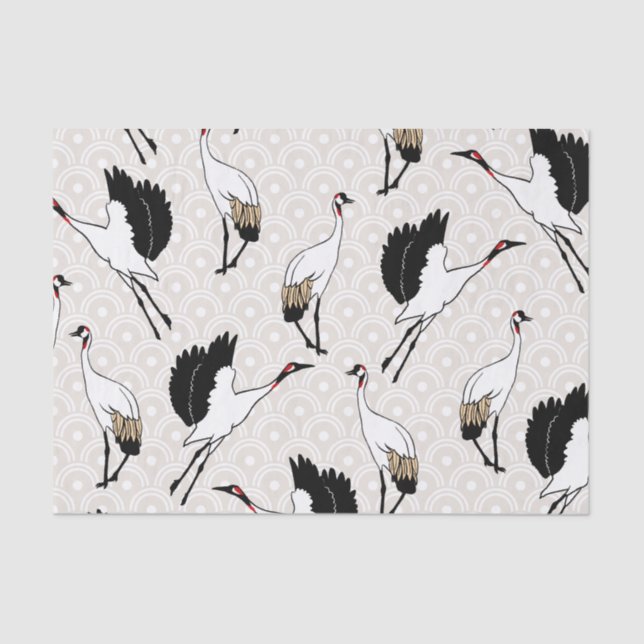 Elegant Japanese Cranes Tissue Paper (Front)