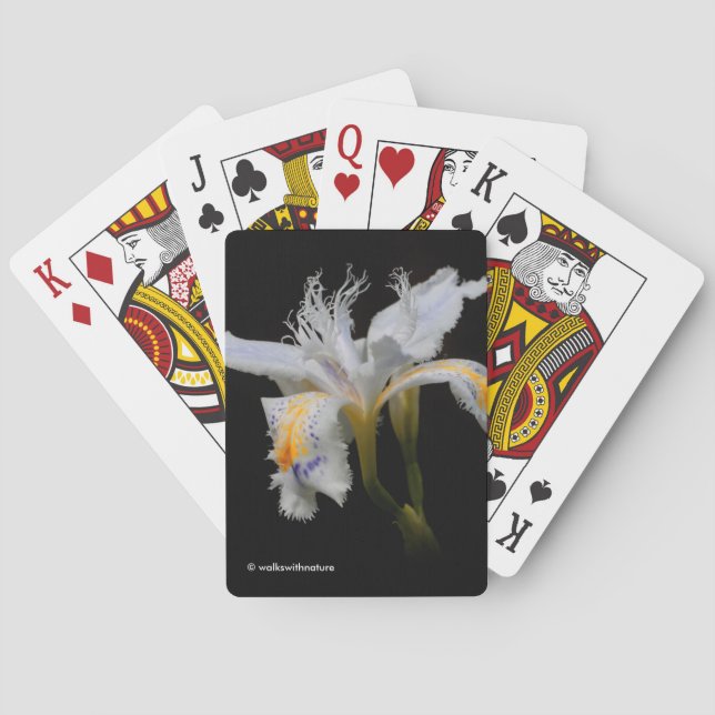 Elegant Japanese Crested Iris White Flowers Playing Cards (Back)