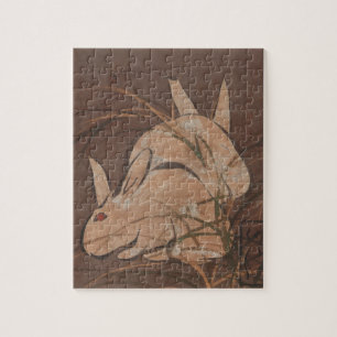 Elegant Japanese Edo Period Rabbits Jigsaw Puzzle