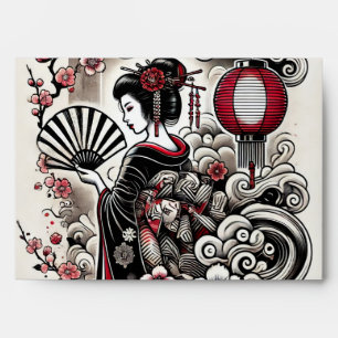 Elegant Japanese Geisha Art Envelope