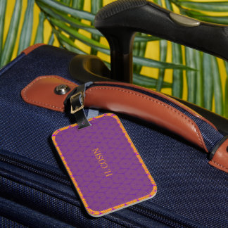 Elegant Japanese Kumiko Pattern Deep Purple Luggage Tag