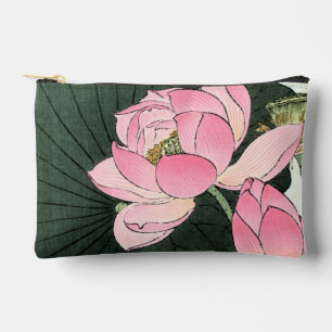Elegant Japanese Lotus Flower - Vintage Fine Art  Accessory Pouch