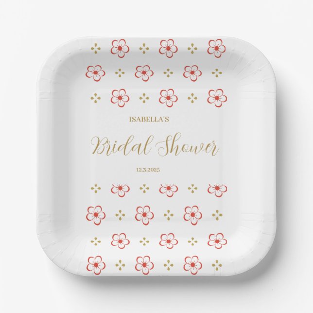 Elegant Japanese Plum Blossom Paper Plate (Front)