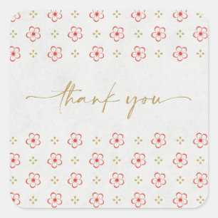 Elegant Japanese Plum Blossom Square Sticker