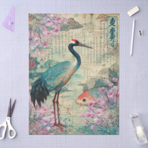 Elegant Japanese Themed Decoupage Crafting Tissue Paper
