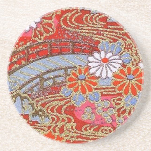 Elegant Japanese Washi Origami Blossom Bridge Coaster (Front)