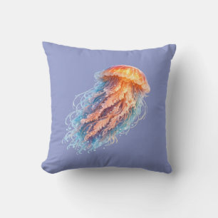 Elegant Jellyfish Ocean Fantasy Illustration Cushion